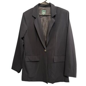 Womens Oversize‎ Black Blazer Jacket One Button Classic Fit Size M